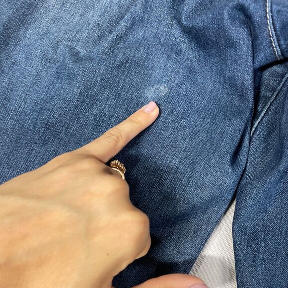 Democracy Jeans Women 12 Blue Ab Technology Denim Straight Stretch Raw Hem - Picture 4 of 12